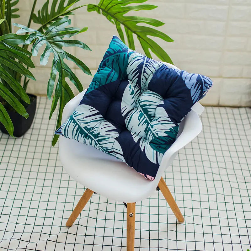 Chair Seat Cushion Covers Linen Cozy Mignon Japanese Banana Leaf Black-40x40cm