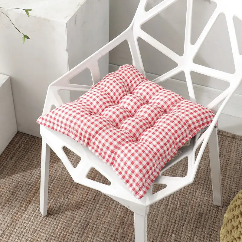 Chair Seat Cushion Covers Linen Non-Slip VIVANE Big red grid-45x45cm