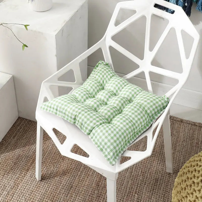 Chair Seat Cushion Covers Linen Non-Slip VIVANE Fruit green grid-45x45cm