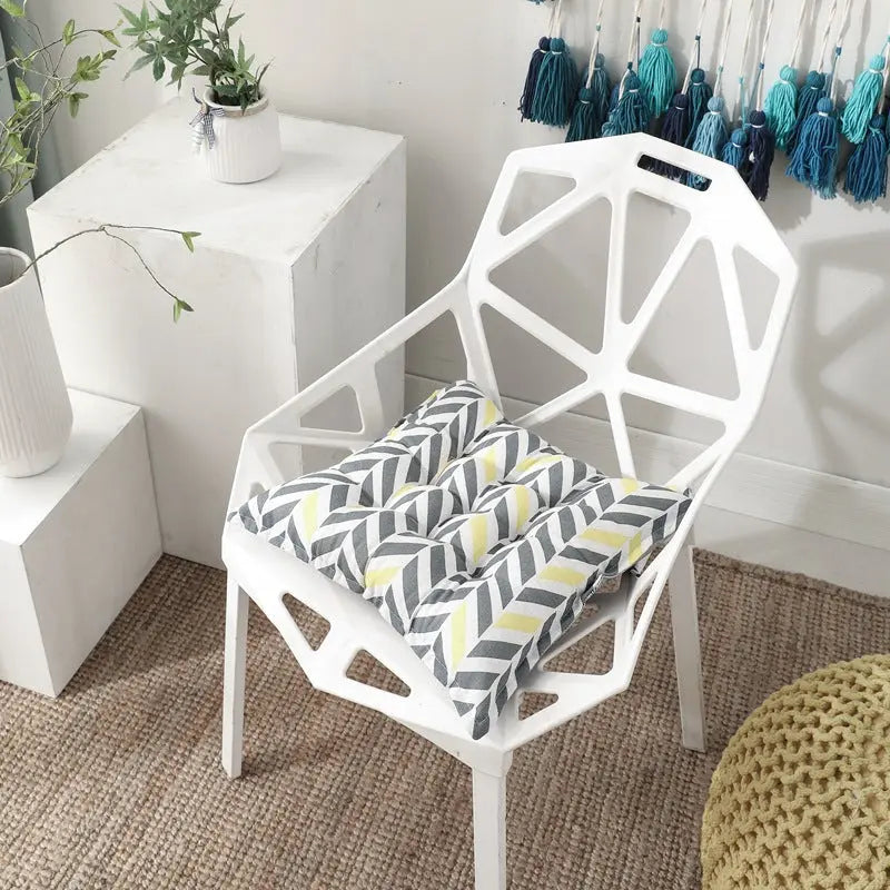 Chair Seat Cushion Covers Linen Non-Slip VIVANE Gray yellow arrow-40x40cm