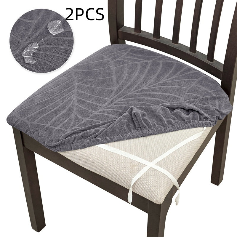 Chair Seat Cushion Covers Stretch Floral LÉAFINE Dark Gray-Big Leaves-2pcs