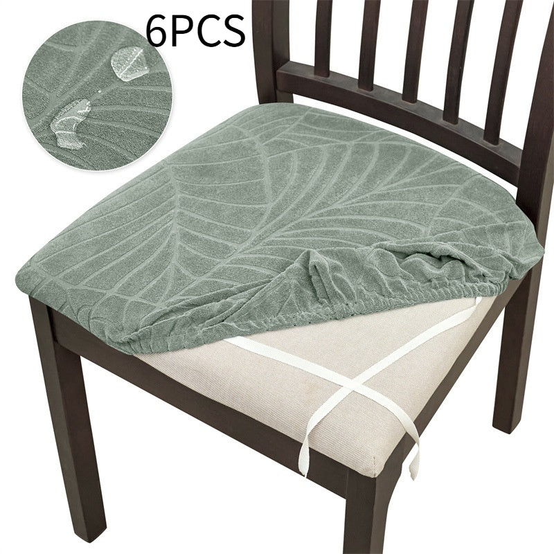 Chair Seat Cushion Covers Stretch Floral LÉAFINE Pine And Cypress Green-Big Leaves-6PCS