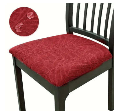 Chair Seat Cushion Covers Stretch Floral LÉAFINE Wine red-Big Leaves-1pcs