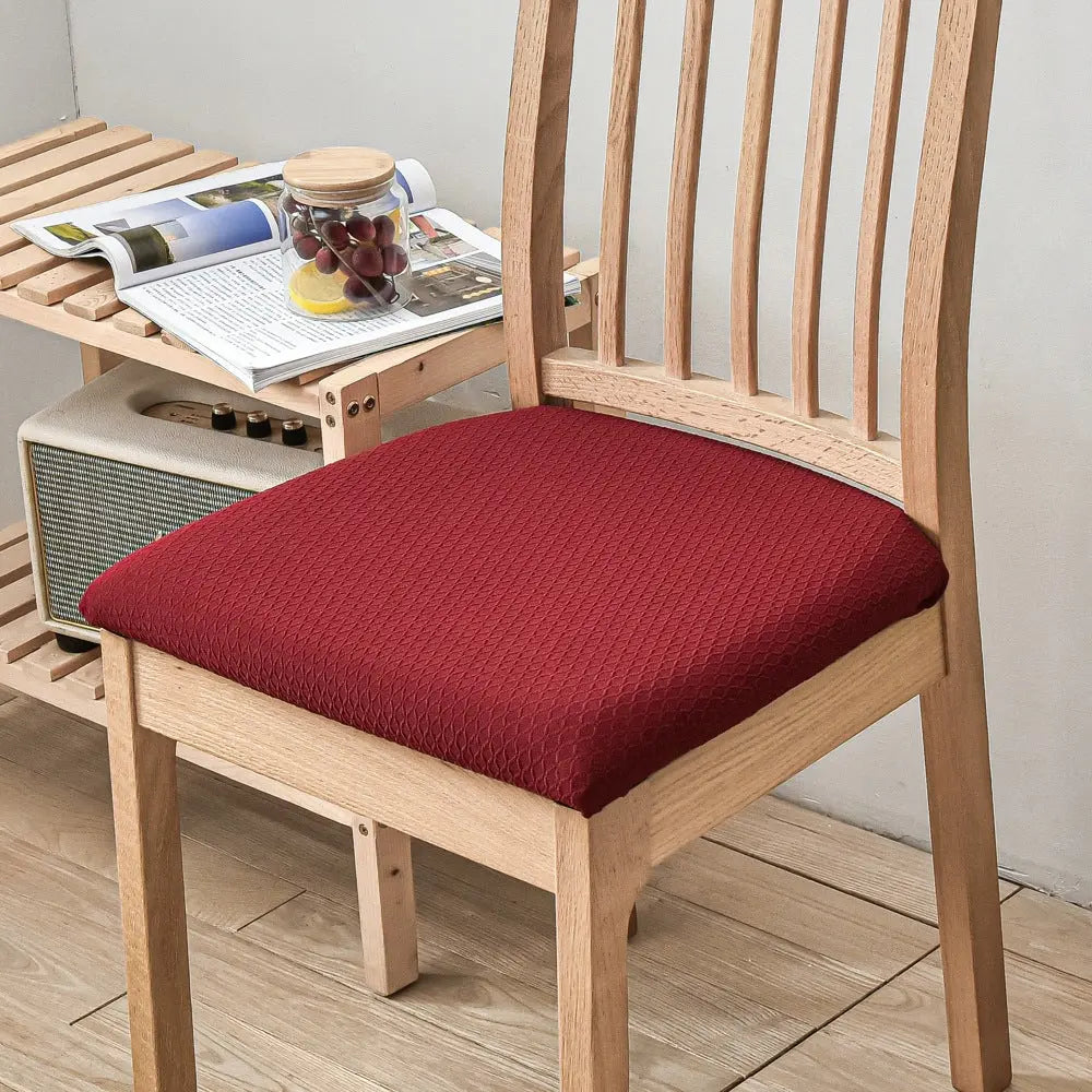 Chair Seat Cushion Covers Stretch Knit LUMIERE A type wine red