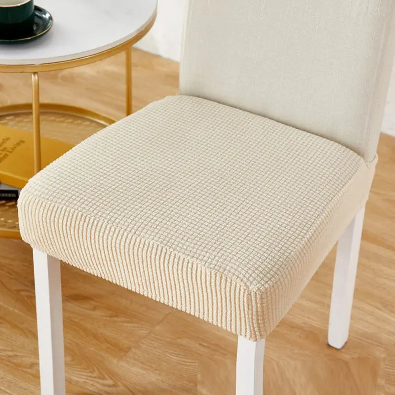 Chair Seat Cushion Covers Stretchable Elastic AMÉLIA Beige-Universal Size