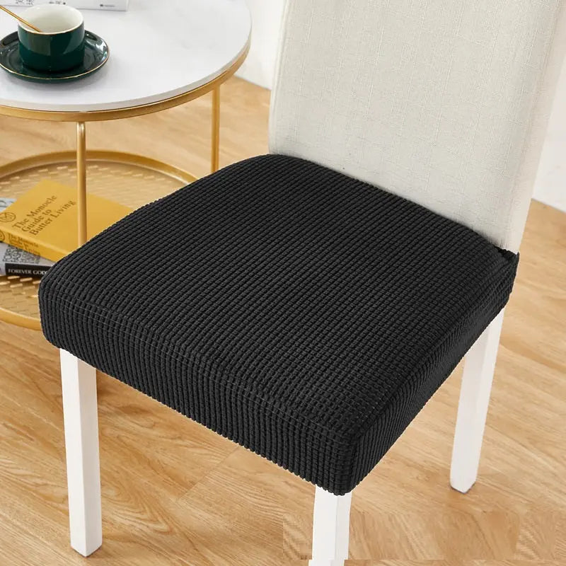 Chair Seat Cushion Covers Stretchable Elastic AMÉLIA Black-Universal Size