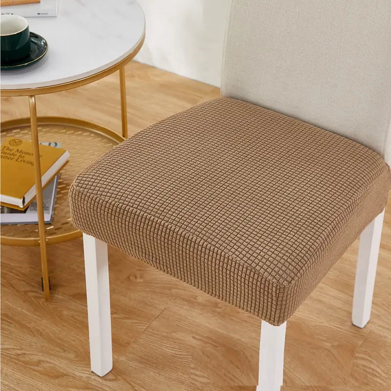 Chair Seat Cushion Covers Stretchable Elastic AMÉLIA Camel-Universal Size