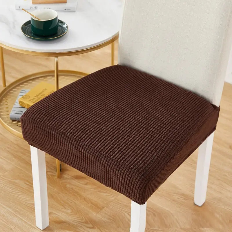Chair Seat Cushion Covers Stretchable Elastic AMÉLIA Coffee-Universal Size