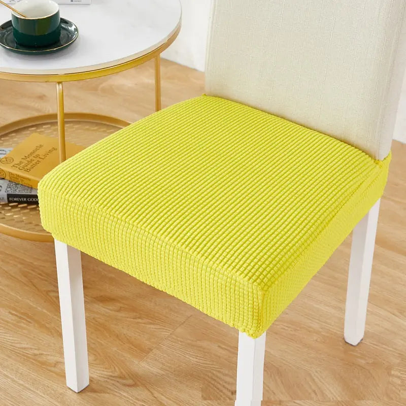 Chair Seat Cushion Covers Stretchable Elastic AMÉLIA Lemon Yellow-Universal Size