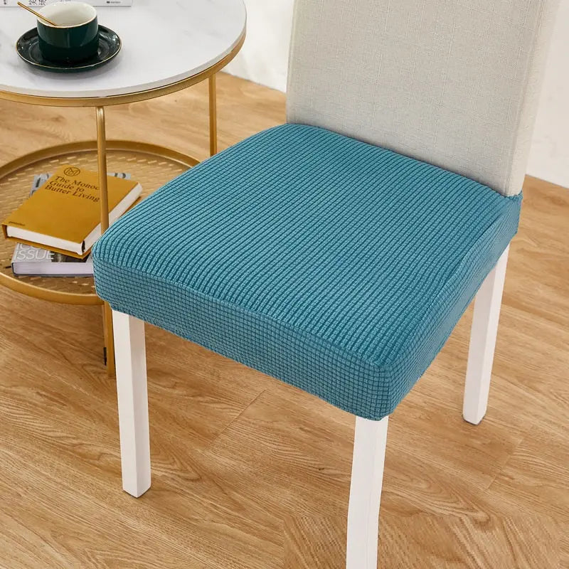 Chair Seat Cushion Covers Stretchable Elastic AMÉLIA West Lake Blue-Universal Size