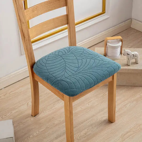 Chair Seat Cushion Covers Waterproof Jacquard LUMIERE Lake Blue 6pcs-Chair Surface Less Than 53cm