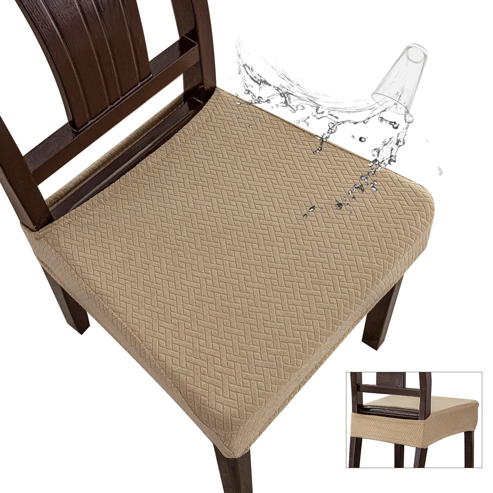 Chair Seat Cushion Covers Waterproof Polyester Aveline Sand-50*50*8