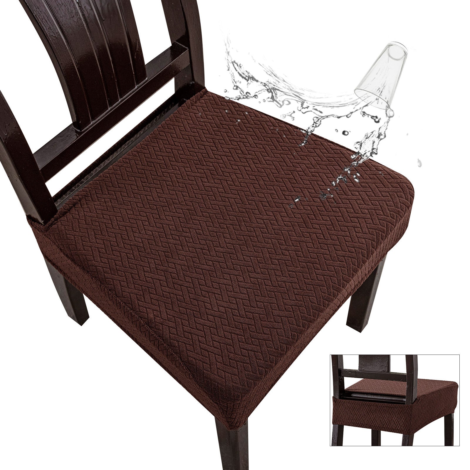 Chair Seat Cushion Covers Waterproof Polyester LUMINEA Deep Coffee-50*50*8
