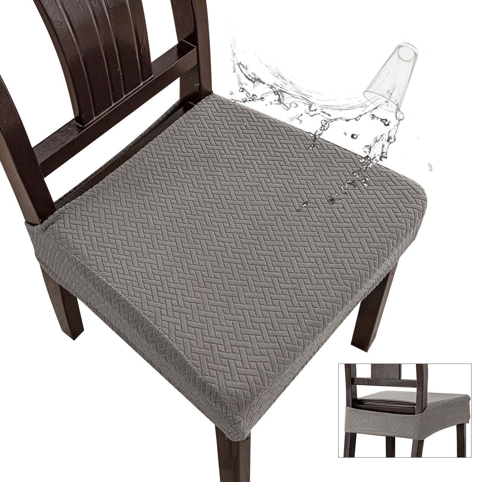 Chair Seat Cushion Covers Waterproof Polyester LUMINEA Light Gray-50*50*8