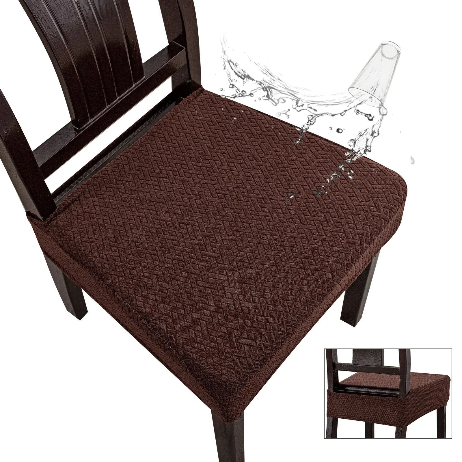 Chair Seat Cushion Covers Waterproof Polyester NERINE Deep Coffee-50*50*8