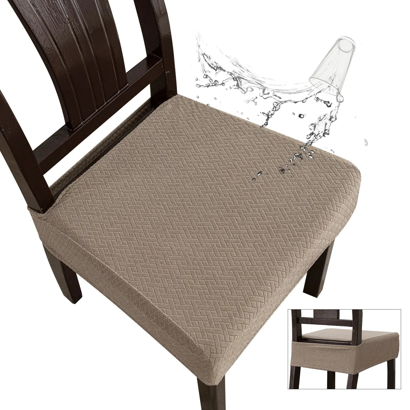 Chair Seat Cushion Covers Waterproof Polyester NERINE Grayish Brown-50*50*8
