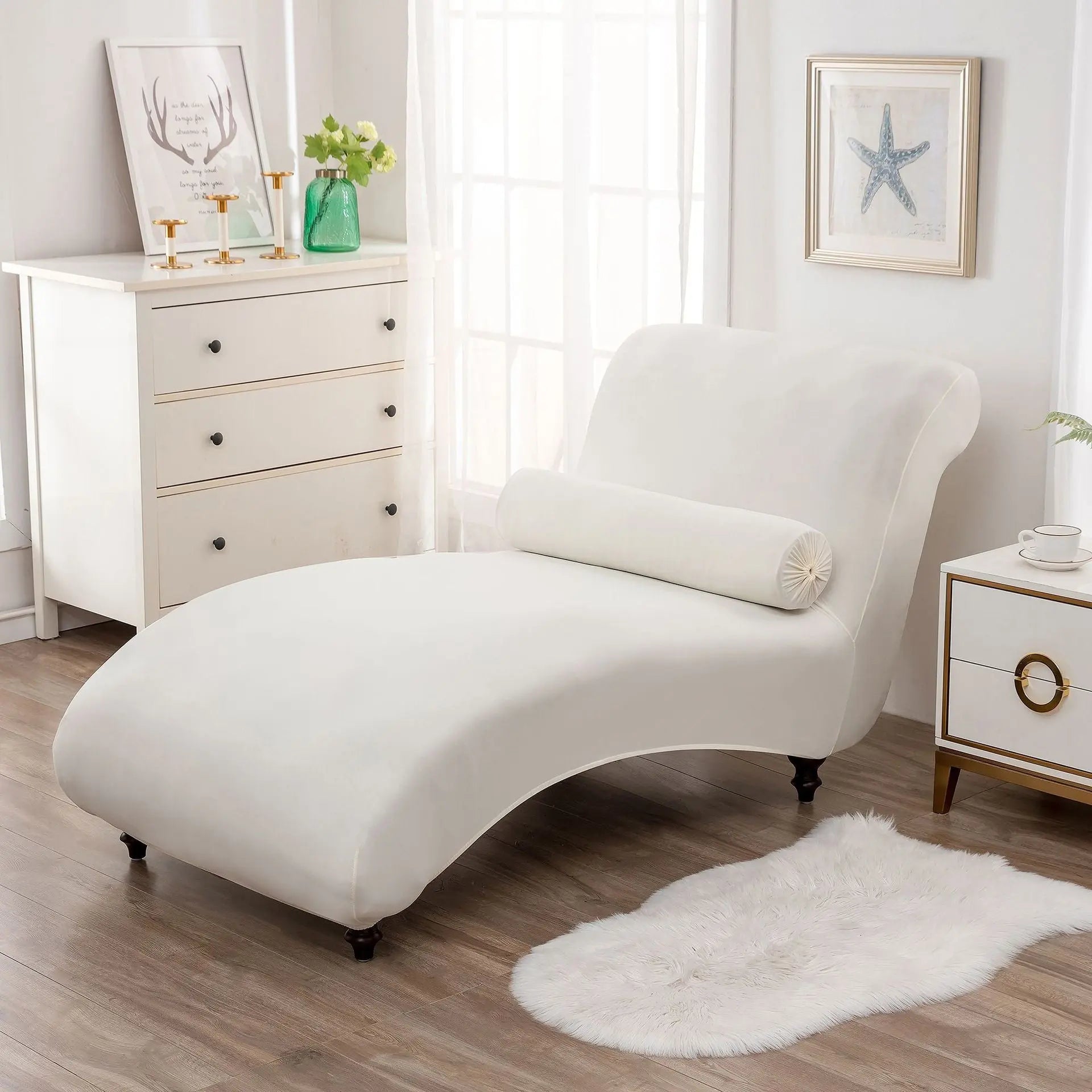 Chaise Lounge Slipcove Stretch Pet-Friendly CHARMÉA Beige-1PCs Recliner Cover