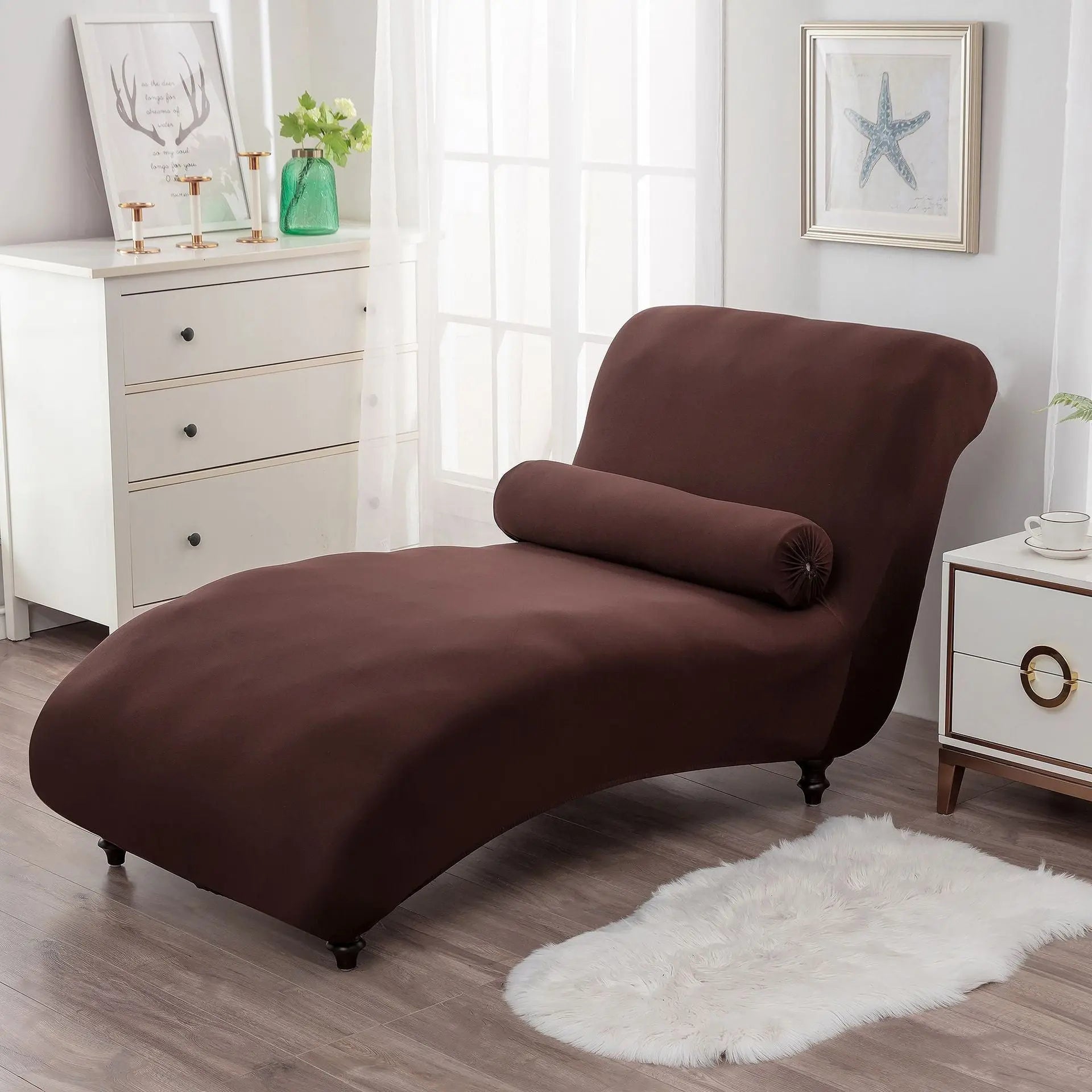 Chaise Lounge Slipcove Stretch Pet-Friendly CHARMÉA Brown-1PCs Recliner Cover