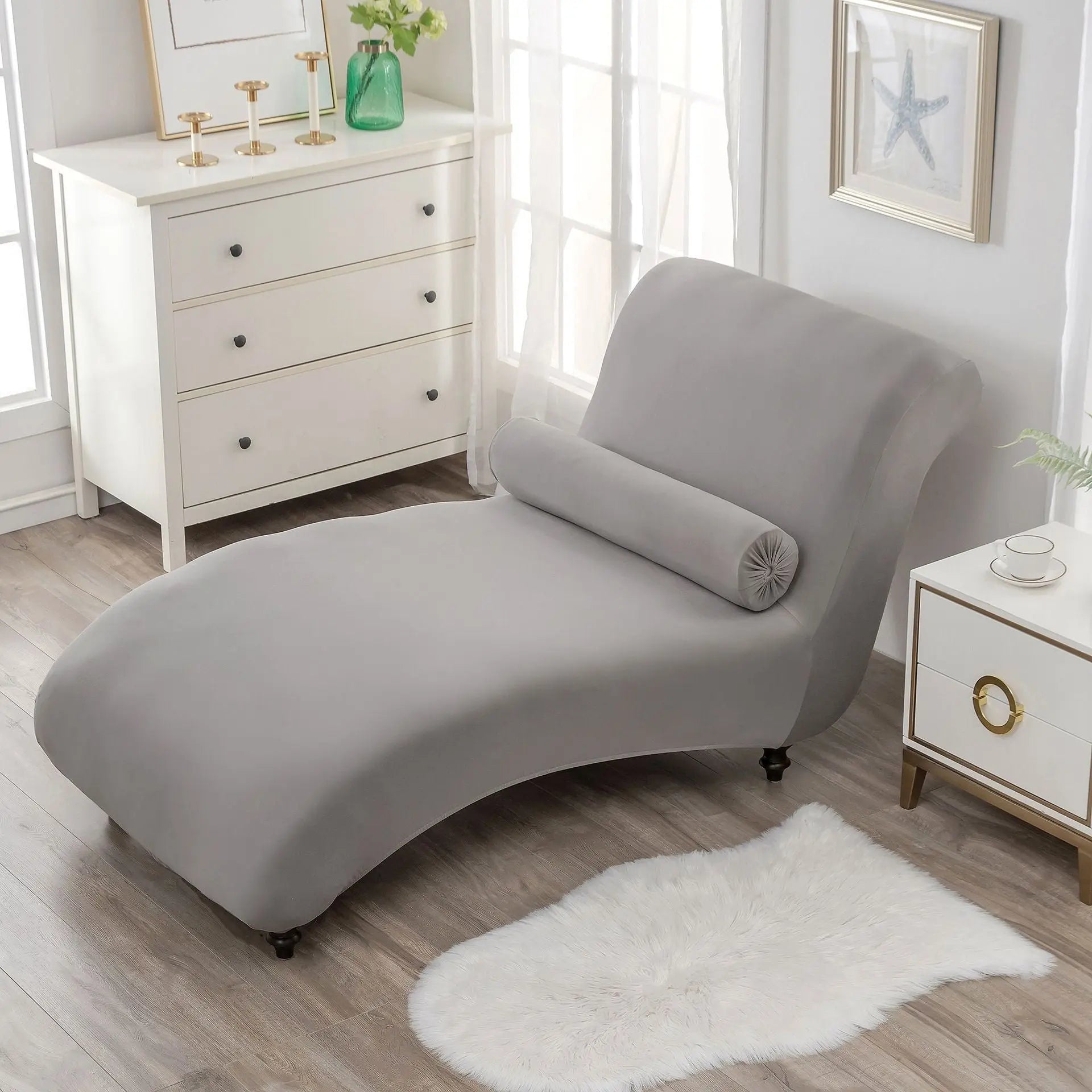 Chaise Lounge Slipcove Stretch Pet-Friendly CHARMÉA Gray-1PCs Recliner Cover