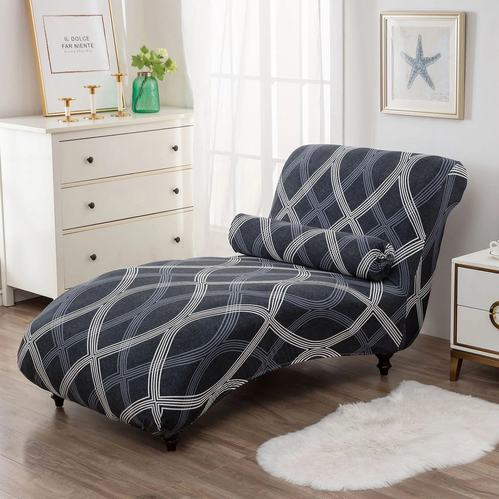 Chaise Lounge Slipcove Stretch Pet-Friendly CHARMÉA Jianling-2PCS Recliner Cover Pillowcase