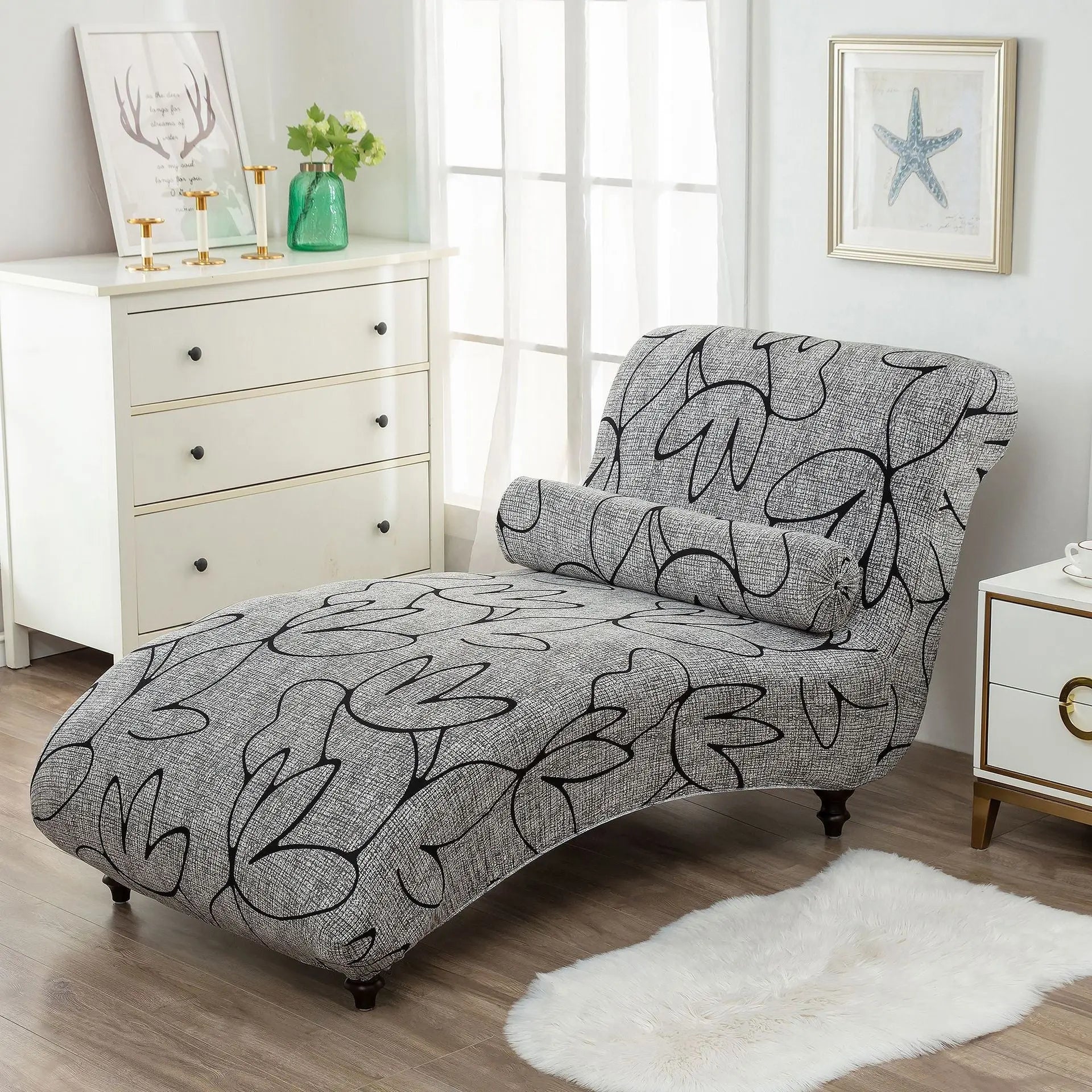 Chaise Lounge Slipcove Stretch Pet-Friendly CHARMÉA Plain Lotus-1PCs Recliner Cover