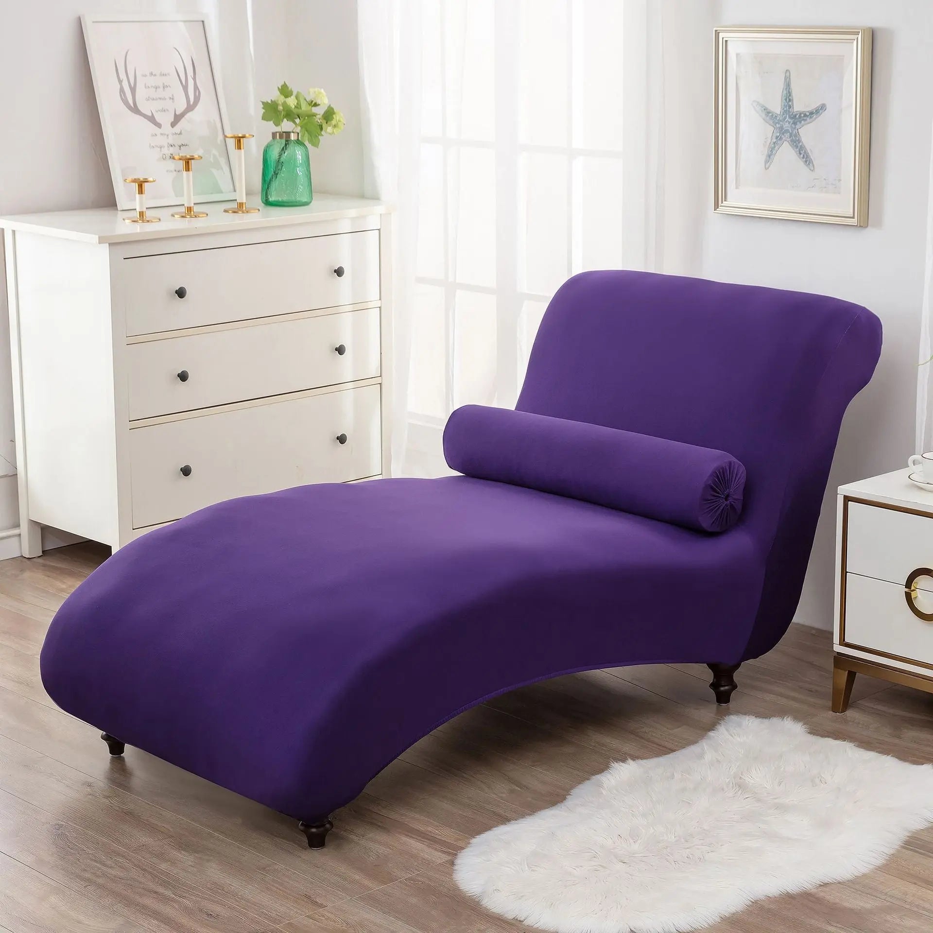 Chaise Lounge Slipcove Stretch Pet-Friendly CHARMÉA Purple-1PCs Recliner Cover