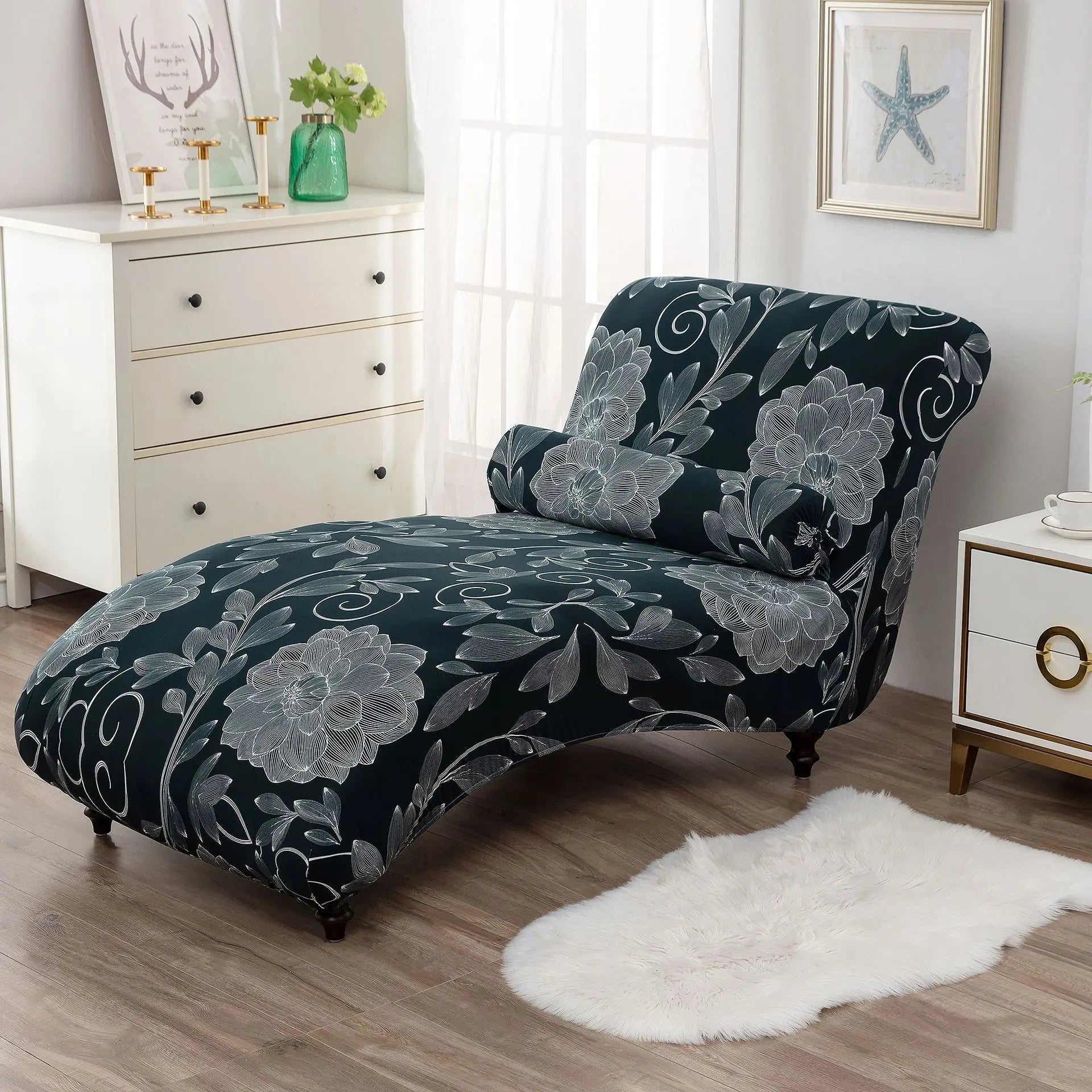 Chaise Lounge Slipcove Stretch Pet-Friendly LUMIELA Ancient Rhyme-1PCs Recliner Cover