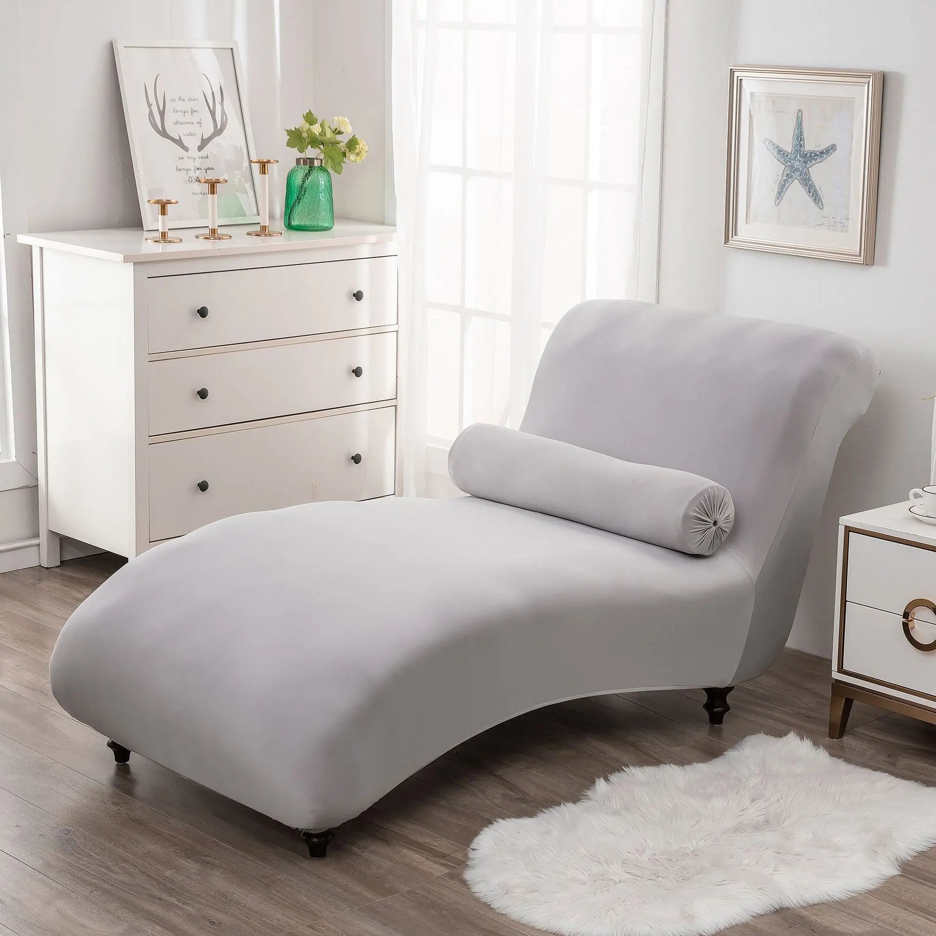 Chaise Lounge Slipcove Stretch Pet-Friendly LUMIELA Bright Gray-1PCs Recliner Cover