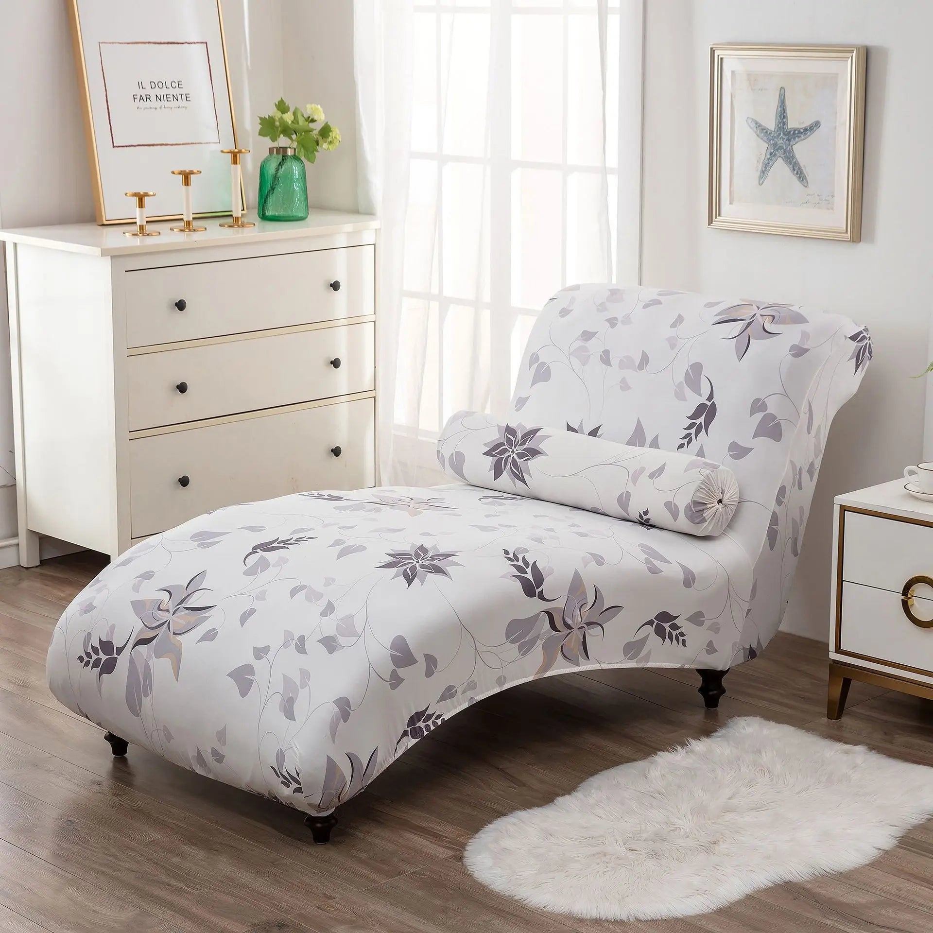 Chaise Lounge Slipcove Stretch Pet-Friendly LUMIELA Simple White-1PCs Recliner Cover