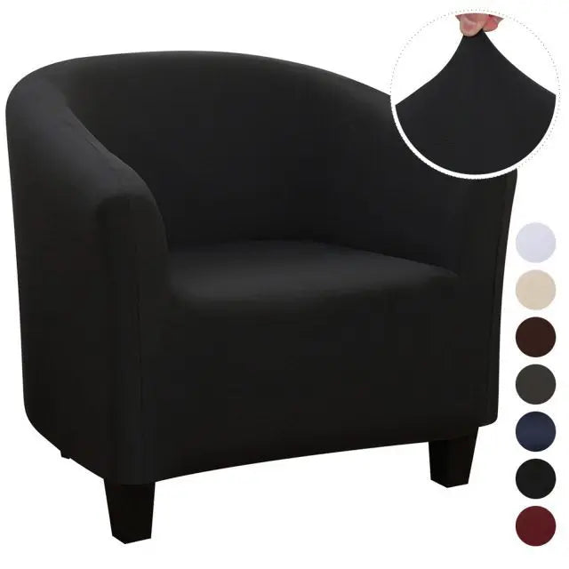 Club Chair Cover Waterproof Stretchable LUMIERE Black Shred milk