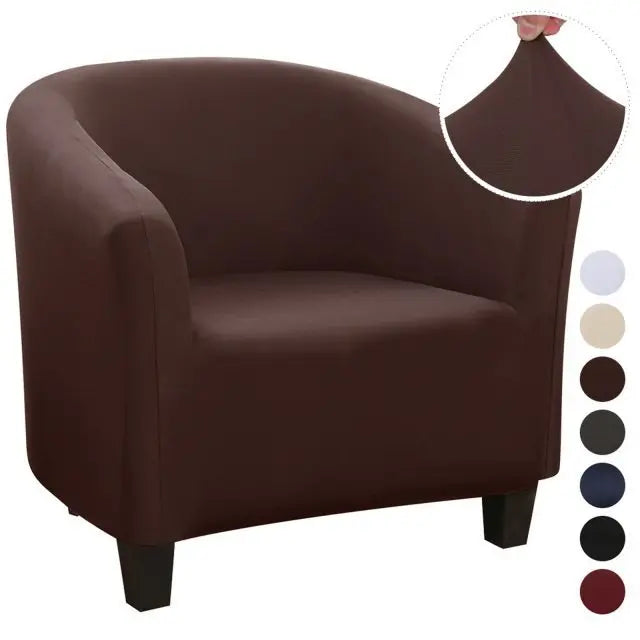 Club Chair Cover Waterproof Stretchable LUMIERE Coffee Shred milk