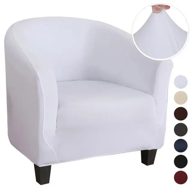 Club Chair Cover Waterproof Stretchable LUMIERE White Shred milk
