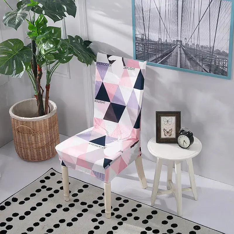 Conference Room Chair Covers Stretchable Vellune Pink Plaid Elk-Free Size
