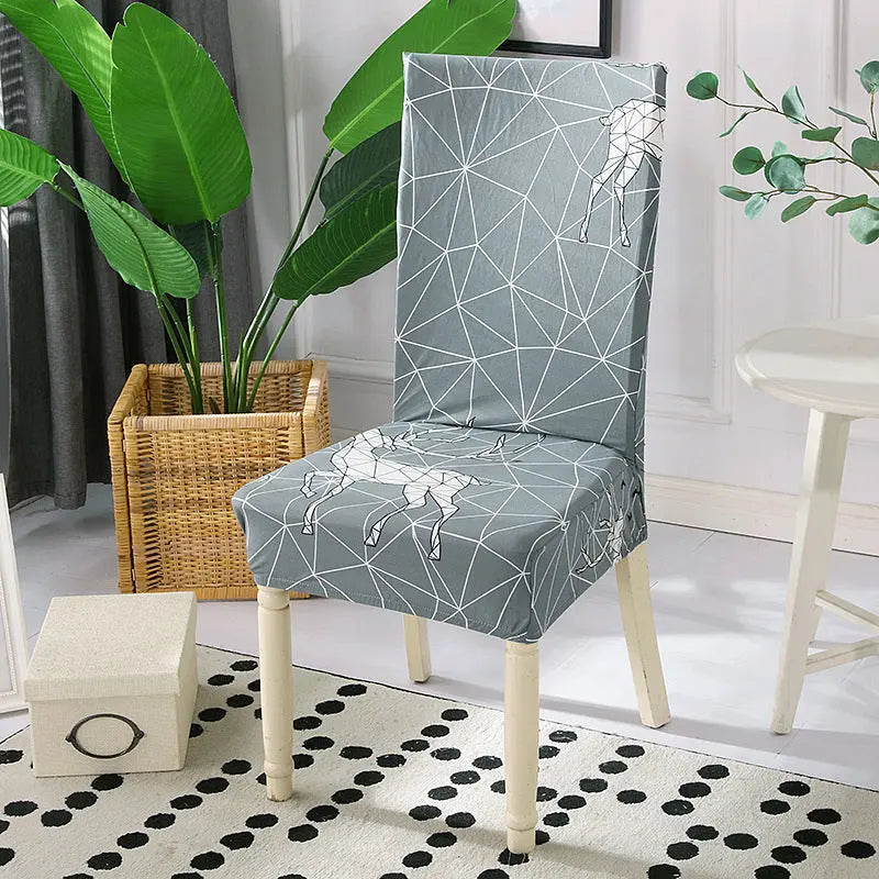 Conference Room Chair Covers Stretchable Vellune Space Geometry Deer New-Free Size