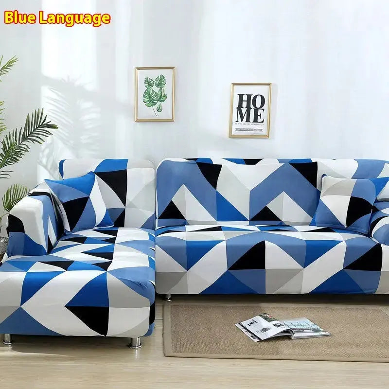 Corner Sofa Cover Minimalist Polyester CÉLUNE Blue Language-185x230cm