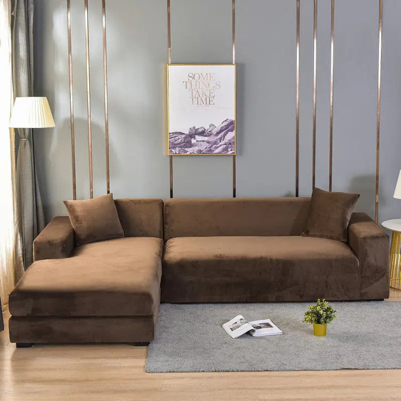 Corner Sofa Cover Minimalist Soft LUNETTE Coffee-Single