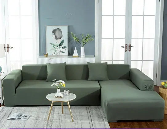 Corner Sofa Cover Plush Elastic MIRELLE Bean green-L