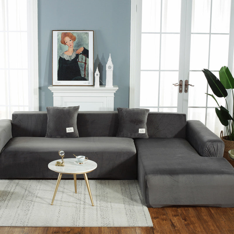 Corner Sofa Cover Plush Elastic MIRELLE Dark Grey-45*45 pillowcase