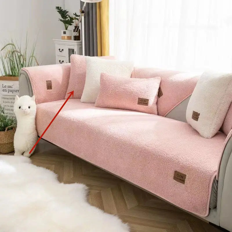 Corner Sofa Cover Plush Non-Slip DOUCETTE Cashmere Warm Powder-45 X45cm Pillow Cover