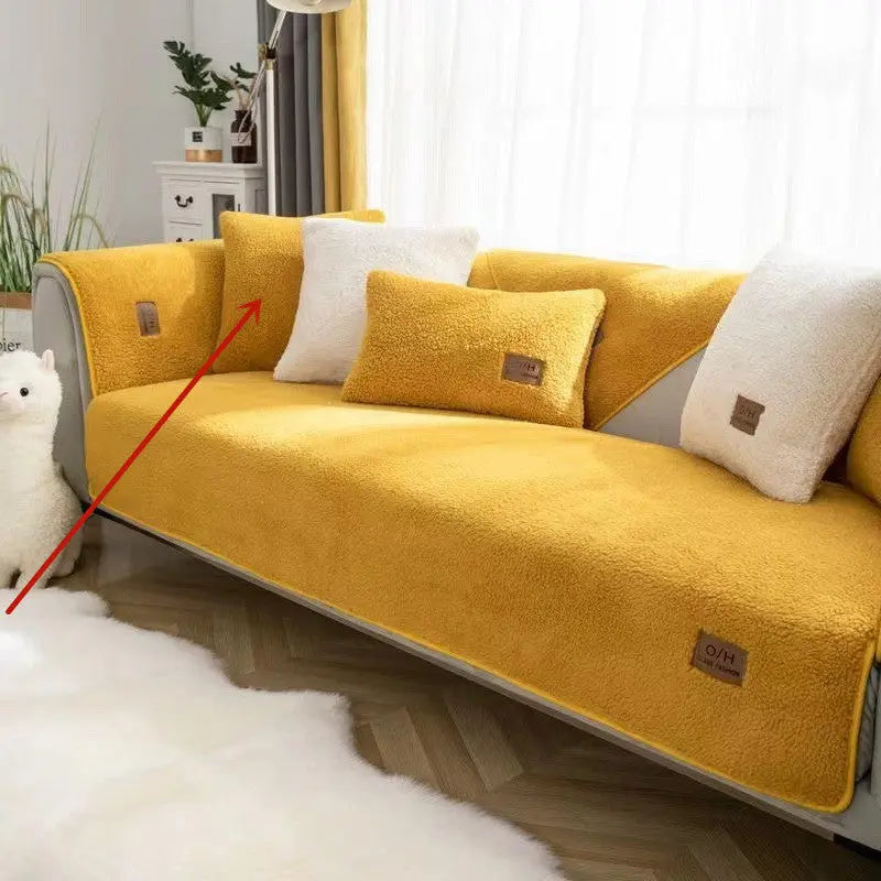 Corner Sofa Cover Plush Non-Slip DOUCETTE yellow-45 X45cm Pillow Cover