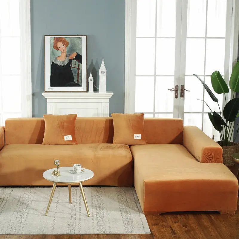 Corner Sofa Cover Plush Stretchable DOUCETTE