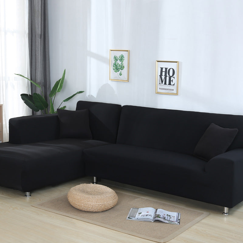 Corner Sofa Cover Stretch-Fit Élastie Black-A