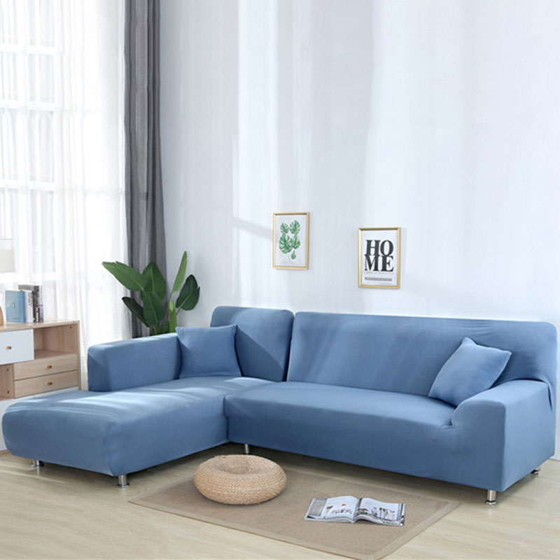 Corner Sofa Cover Stretch-Fit Élastie Grey blue-A