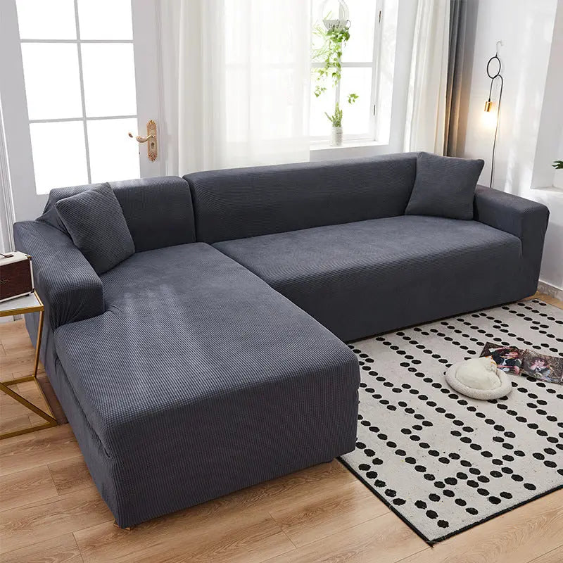 Corner Sofa Cover Stretch Minimalist ELIORA Metallic Gray-S Code