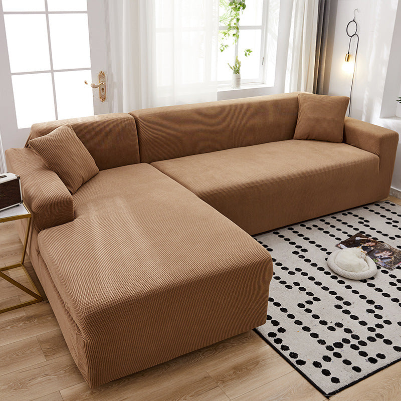 Corner Sofa Cover Stretch Minimalist LUMIÈRE Titanium Ancient Coffee-S Code
