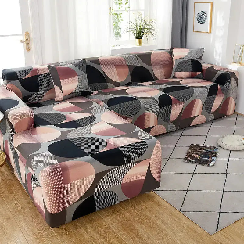 Corner Sofa Cover Stretch Pet-Friendly LUMINAIRE Dot Life-235x300cm 4Seat