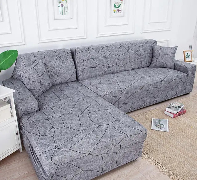 Corner Sofa Cover Stretchable Brushed Élanza Grey-235to300cm