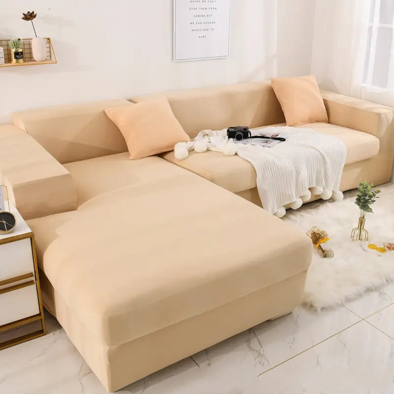 Corner Sofa Cover Stretchable ÉLANIE Beige-90to140cm