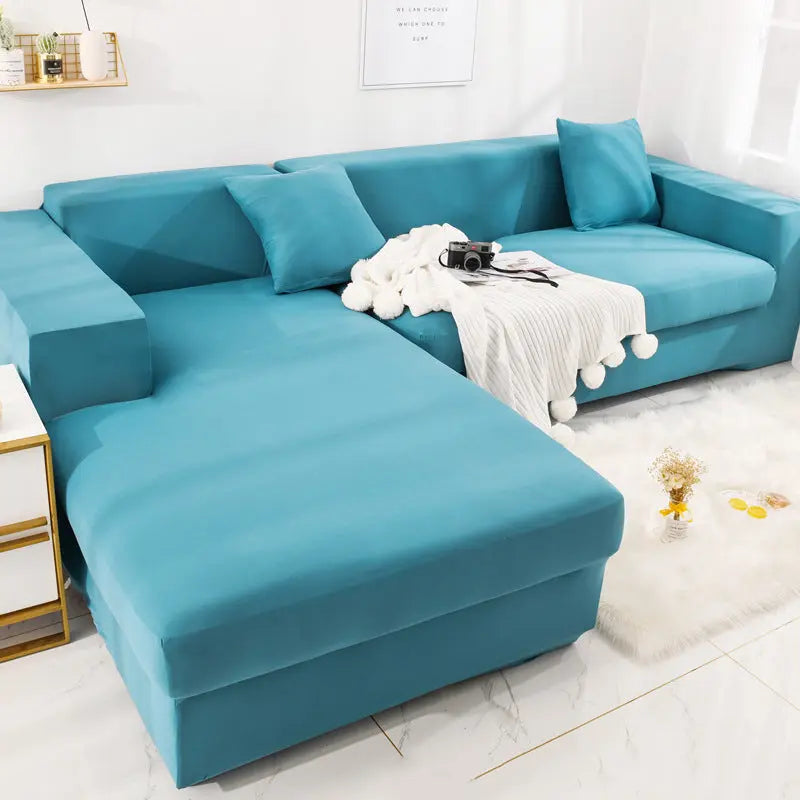 Corner Sofa Cover Stretchable ÉLANIE Blue-195to230cm
