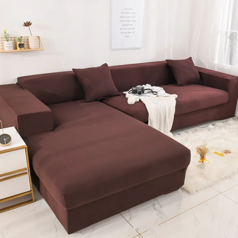 Corner Sofa Cover Stretchable ÉLANIE Brown-235to300cm